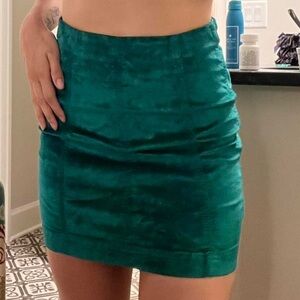 free people velvet green pencil mini skirt